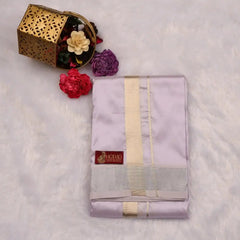 HORAD Premium Art Silk Lavender Dhoti with Shirt Material + Angavastram