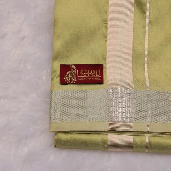 HORAD Premium Art Silk FIR.Green Shirt Material (3 Meter) + (9X5) Dhoti + Angavastram