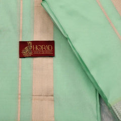 HORAD Premium Art Silk M.L.Green Shirt Material With Dhoti + Angavastram (9X5)
