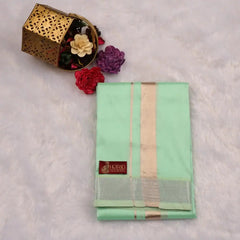 HORAD Premium Art Silk M.L.Green Shirt Material With Dhoti + Angavastram (9X5)