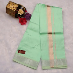 HORAD Premium Art Silk M.L.Green Shirt Material With Dhoti + Angavastram (9X5)