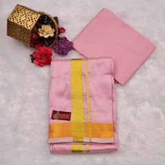 HORAD Premium Art Silk Petal Pink Dhoti with Shirt Material