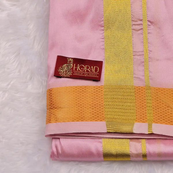 HORAD Premium Art Silk Petal Pink Dhoti with Shirt Material