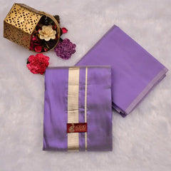 HORAD Premium Art Silk P.Purple Dhoti with Shirt Material