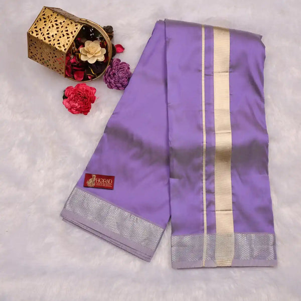 HORAD Premium Art Silk P.Purple Dhoti with Shirt Material