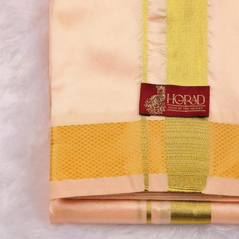 HORAD Premium Art Silk Rose Gold Dhoti with Shirt Material
