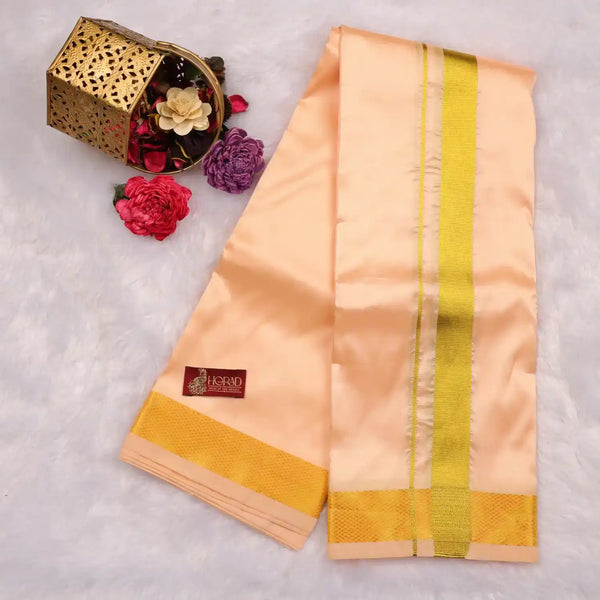 HORAD Premium Art Silk Rose Gold Dhoti with Shirt Material