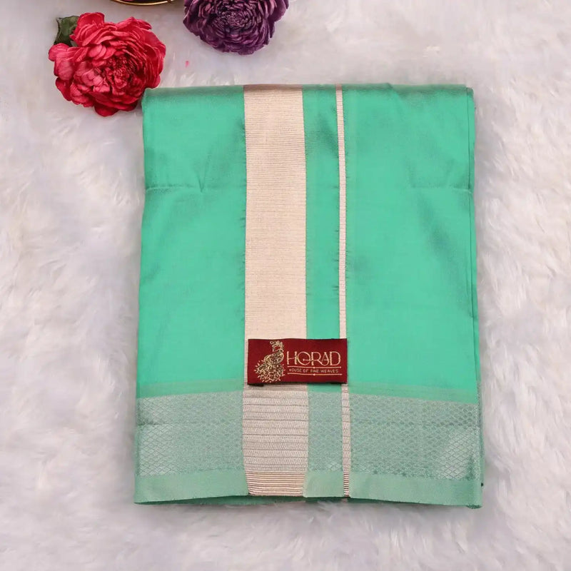 Horad Premium Art Silk Rexona Green Dhoti