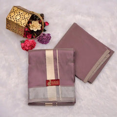 HORAD Premium Art Silk Polar Violet Dhoti with Shirt Material