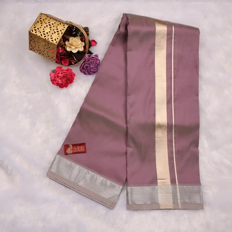 HORAD Premium Art Silk Polar Violet Dhoti with Shirt Material