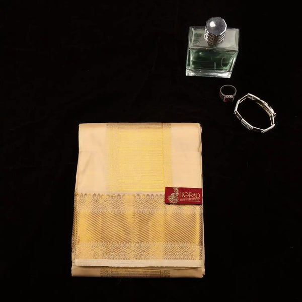 Horad Pure Silk Blend Gold Shirt Material + Dhoti (2 in 1)