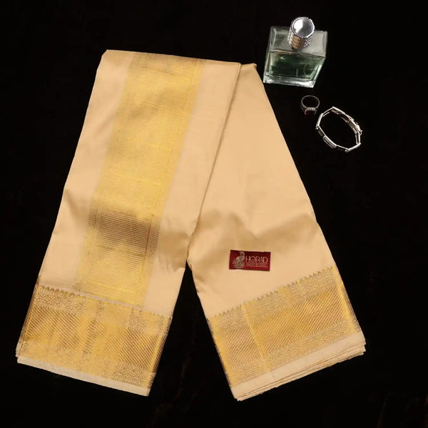 Horad Pure Silk Blend Gold Shirt Material + Dhoti (2 in 1)