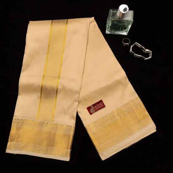 Horad Pure Silk Blend Gold Shirt Material + Dhoti (2 in 1)