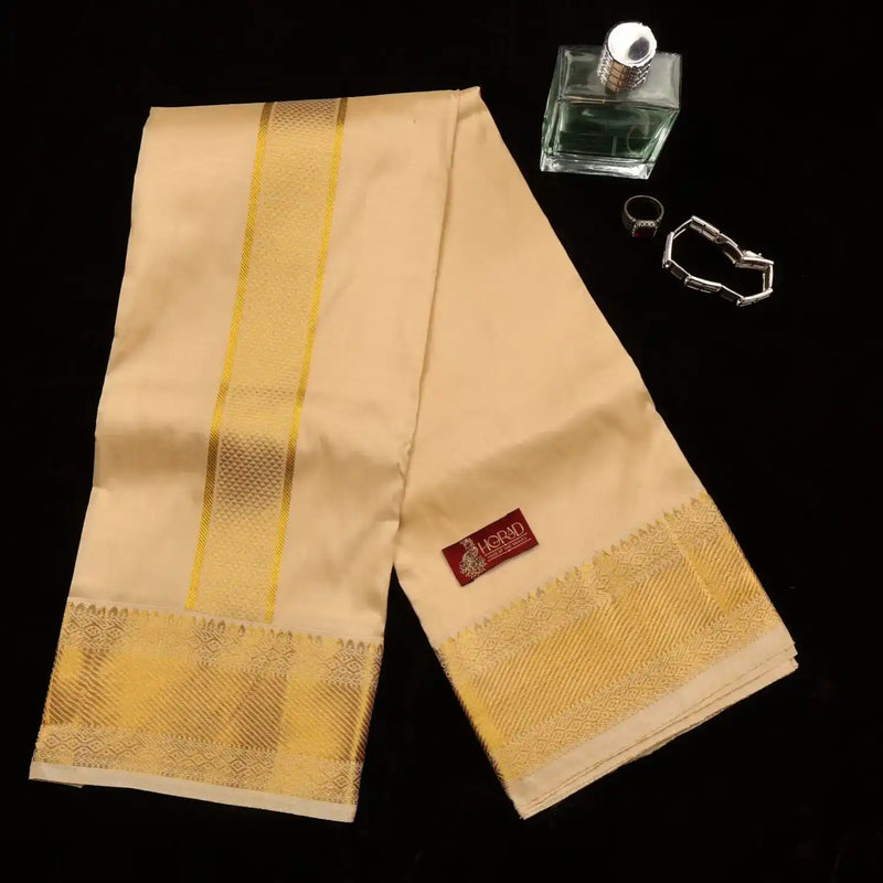 Horad Pure Silk Blend Gold Shirt Material + Dhoti (2 in 1)