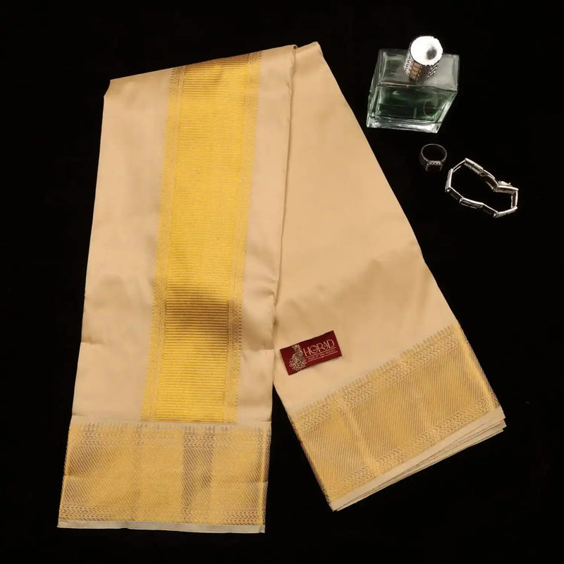 Horad Pure Silk Blend Gold Shirt Material + Dhoti (2 in 1)