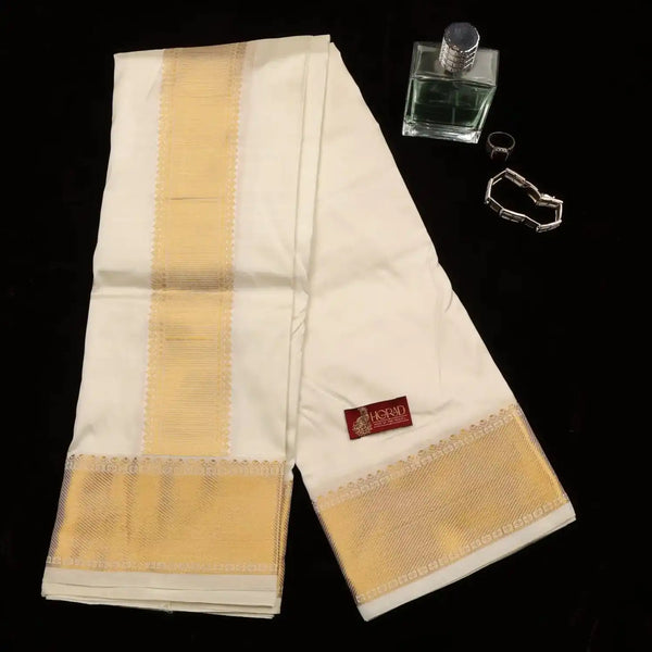 Horad Pure Silk Blend Cream Shirt Material + Dhoti (2 in 1)