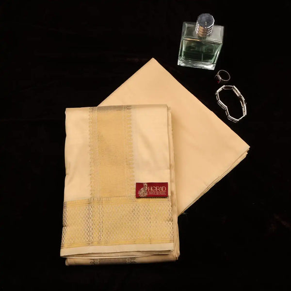 Horad Pure Silk Blend Gold Shirt Material + Dhoti (2 in 1)