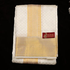 Horad Pure Silk Blend Cream Emboss Shirt Material + Dhoti ( 2 in 1 )