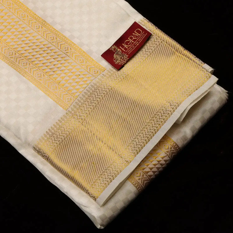 Horad Pure Silk Blend Cream Emboss Shirt Material + Dhoti ( 2 in 1 )