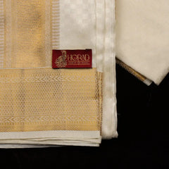 Horad Pure Silk Blend Cream Emboss Shirt Material + Dhoti ( 2 in 1 )