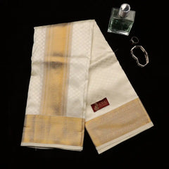 Horad Pure Silk Blend Cream Emboss Shirt Material + Dhoti ( 2 in 1 )