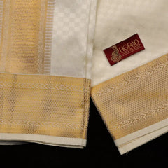 Horad Pure Silk Blend Cream Emboss Shirt Material + Dhoti ( 2 in 1 )