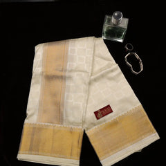 Horad Pure Silk Blend Cream Emboss Shirt Material + Dhoti ( 2 in 1 )