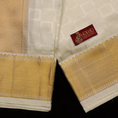 Horad Pure Silk Blend Cream Emboss Border Shirt Material + Dhoti (2 in 1)