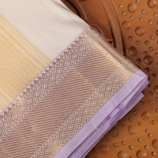 Horad Pure Silk Cream Emboss Wedding Set Shirt material + Dhoti + Angavastram