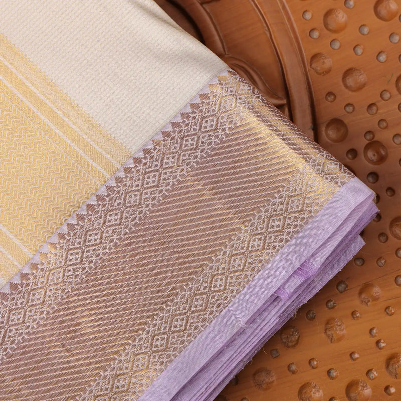 Horad Pure Silk Cream Emboss Wedding Set Shirt material + Dhoti + Angavastram