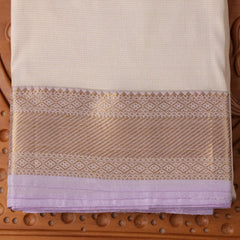 Horad Pure Silk Cream Emboss Wedding Set Shirt material + Dhoti + Angavastram (3 in 1)