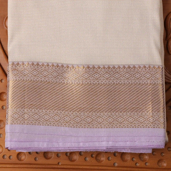 Horad Pure Silk Cream Emboss Wedding Set Shirt material + Dhoti + Angavastram (3 in 1)