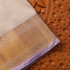 Horad Pure Silk Cream Emboss Wedding Set Shirt material + Dhoti + Angavastram (3 in 1)