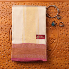 Horad Pure Silk Cream Wedding Set Shirt material + Dhoti + Angavastram (3 in 1)