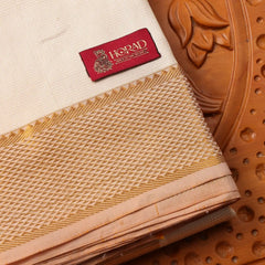 Horad Pure Silk Cream Emboss Wedding Set Shirt Material + Dhoti + Angavastram