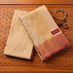 Horad Pure Silk Gold Emboss Wedding Set Shirt material + Dhoti + Angavastram