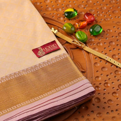 Horad Pure Silk Light Gold Emboss Wedding Set Shirt material + Dhoti + Angavastram