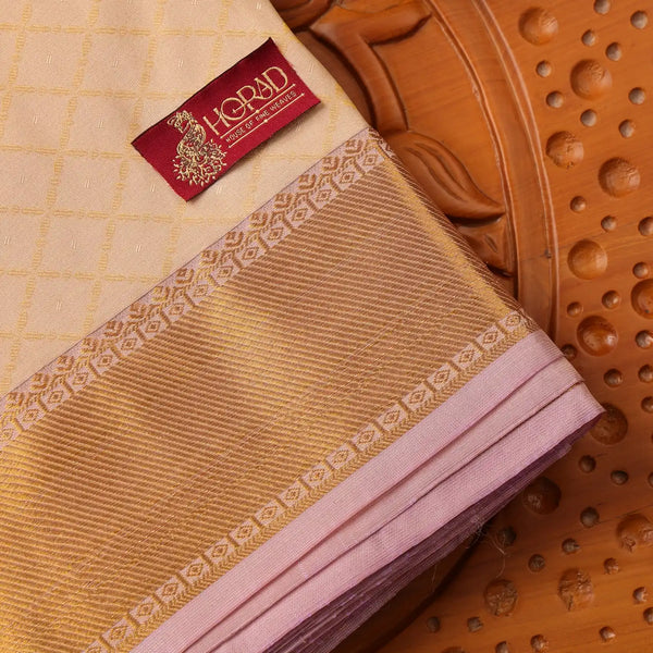 Horad Pure Silk Light Gold Emboss Wedding Set Shirt material + Dhoti + Angavastram (3 in 1)
