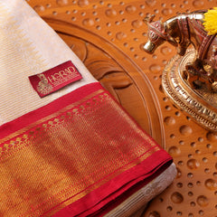 Horad Pure Silk Cream Emboss With Red Border Wedding Set (HIPSPS2)