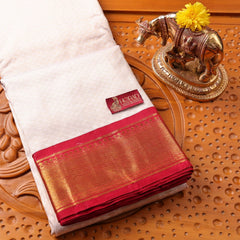 Horad Pure Silk Cream Emboss With Red Border Wedding Set (HIPSPS2)