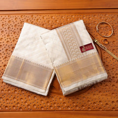 Horad Pure Silk Blend Cream Shirt Material + Dhoti ( 2 in 1 )
