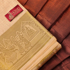 Horad Premium Art Silk Gold Emboss Pallaku Border  Shirt Material+Dhoti ( 2 in 1)