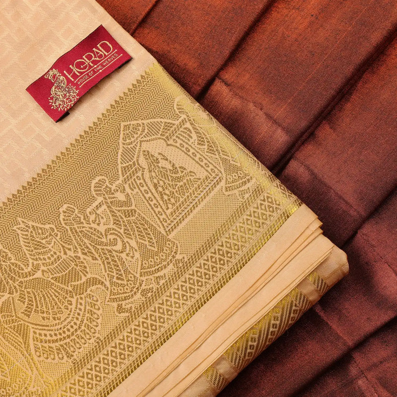 Horad Premium Art Silk Gold Emboss Pallaku Border  Shirt Material+Dhoti ( 2 in 1)