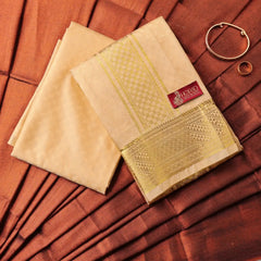 Horad Premium Art Silk Gold Emboss Shirt Material + Dhoti ( 2 in 1)