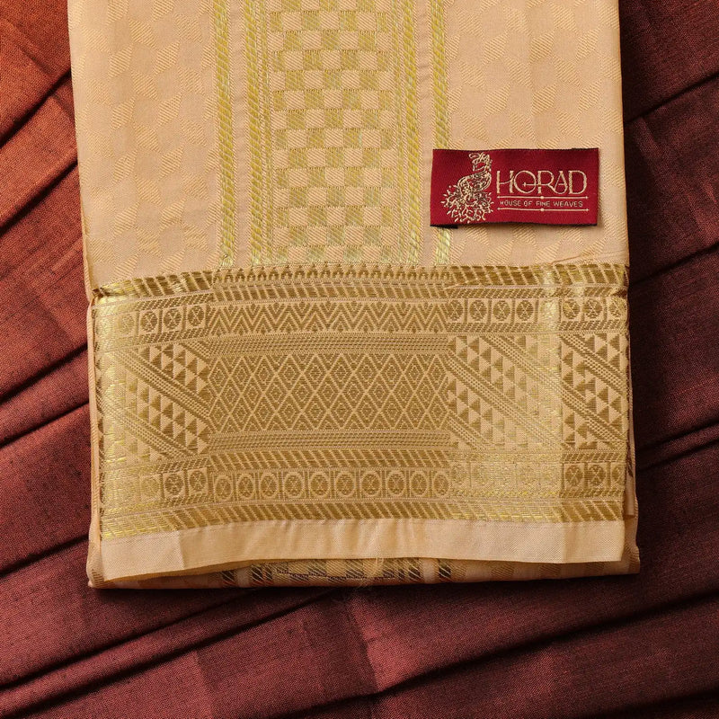 Horad Premium Art Silk Gold Emboss Shirt Material + Dhoti ( 2 in 1)