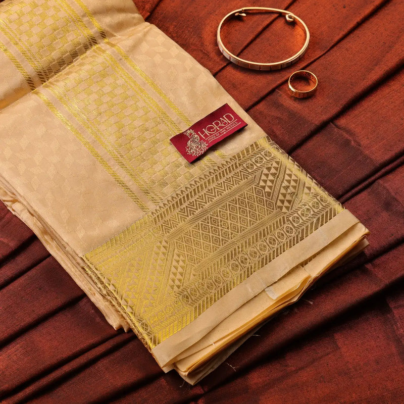 Horad Premium Art Silk Gold Emboss Shirt Material + Dhoti ( 2 in 1)
