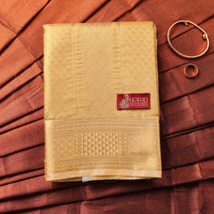 Horad Premium Art Silk Tissue Double Warp Dark Gold Emboss Shirt Material + Dhoti (2 in 1)