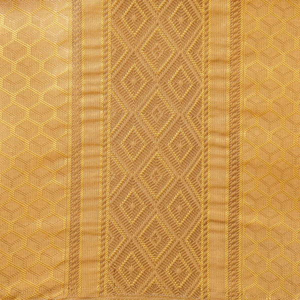 Horad Premium Art Silk Tissue Double Warp Dark Gold Emboss Shirt Material + Dhoti (2 in 1)