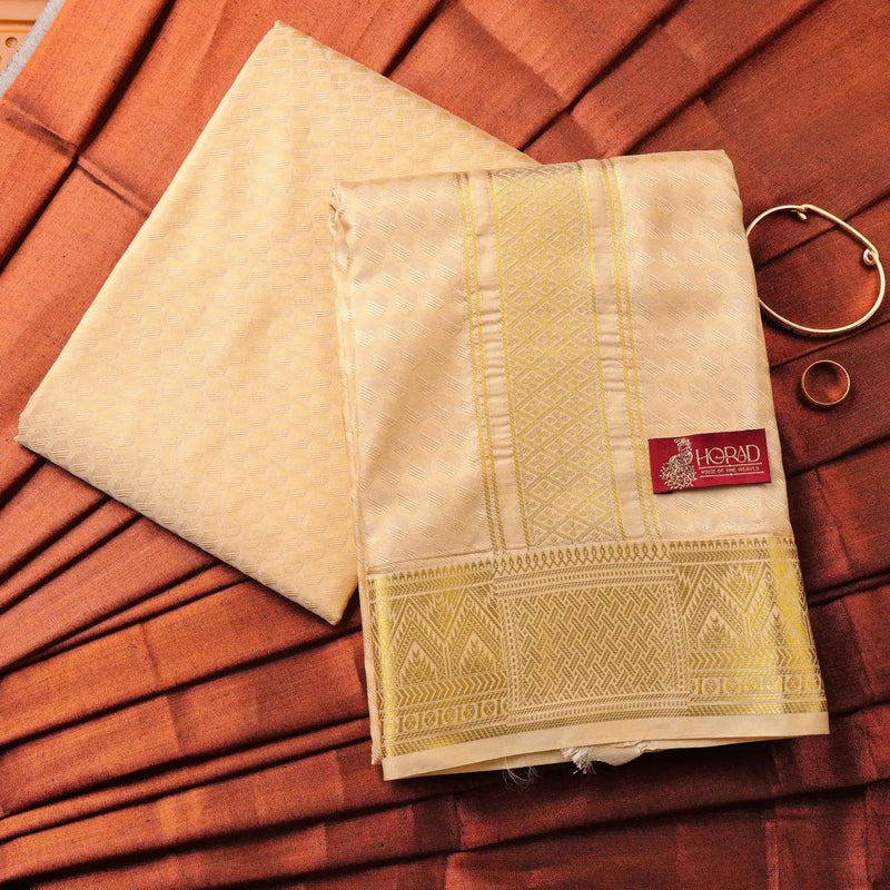 Horad Premium Art Silk Gold Emboss Shirt Material+Dhoti ( 2 in 1)