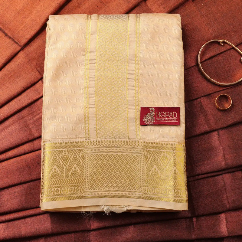Horad Premium Art Silk Gold Emboss Shirt Material+Dhoti ( 2 in 1)